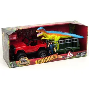 Zestaw dinozaur, pojazd z przyczepą, figurka myśliwego Savage Dino Adventure dźwięk - Samochody i pojazdy dla dzieci - miniaturka - grafika 1