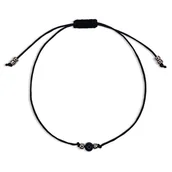 Bransolety męskie - Męska bransoletka naturalny czarny TURMALIN  - czarna nić - miniaturka - grafika 1