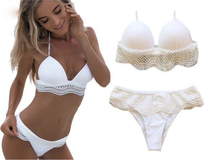 Pan i Pani Gadżet Strój kąpielowy koronka BIAŁY XL