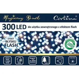 Lampki choinkowe LED 300 zimny + ciepły biały Flesh zewnętrzne - Oświetlenie świąteczne - miniaturka - grafika 1