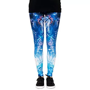 Legginsy - cosey Damskie kolorowe legginsy z nadrukowanym wzorem zwierzęcym, Motyl ogród, jeden rozmiar - grafika 1