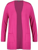 Swetry damskie - Samoon Damski długi kardigan z długim rękawem kurtka dzianinowa kardigan jednokolorowy, Wild Berry, 42 Duże Rozmiary - miniaturka - grafika 1
