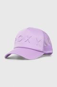 Czapki damskie - Roxy czapka z daszkiem kolor fioletowy gładka - miniaturka - grafika 1