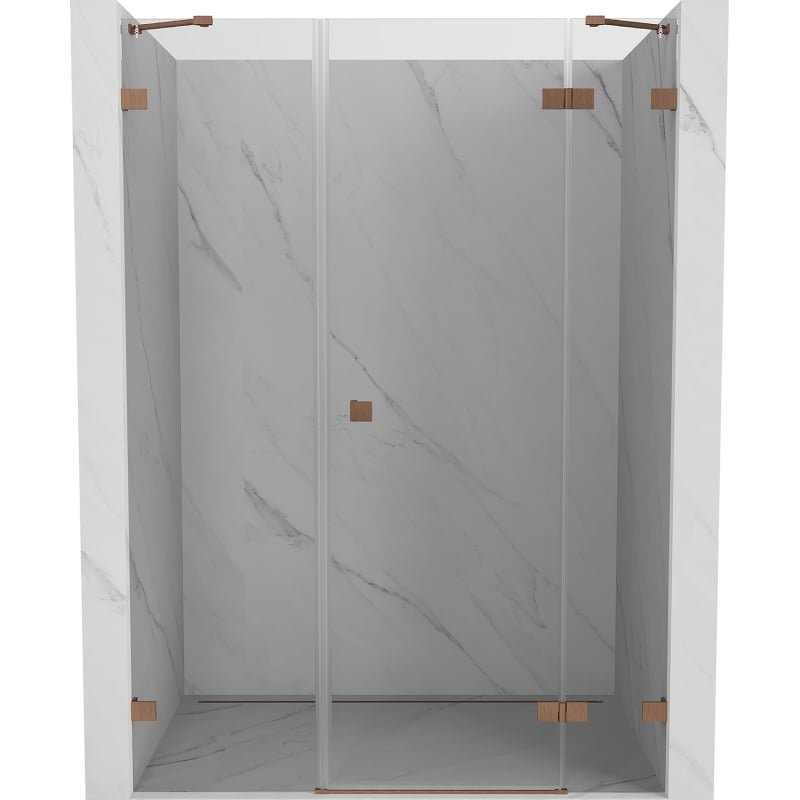 Mexen Lunar drzwi prysznicowe uchylne prawe 140 cm, transparent, miedź szczotkowana - 834S-140-050-65-00-P
