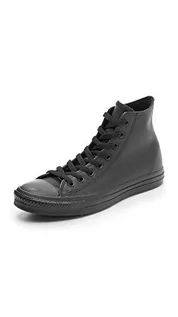 Sneakersy damskie - Converse All Star Hi Leather monochromatyczne czarne sneakersy, czarny, 42.5 EU - grafika 1