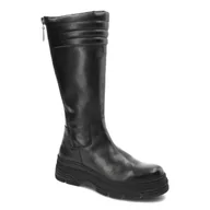 Kozaki damskie - Czarne Kozaki Marco Tozzi Wygodne Skórzane Buty Damskie - miniaturka - grafika 1