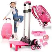 Plecaki - Wózek Stelaż Na Kółkach Do Plecaka Torby Tornistra Kauczuk 6 Kół Aluminium - miniaturka - grafika 1