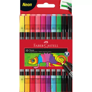 Flamastry dwustronne, 10 kolorów neonowych, Faber-Castell - Kredki, ołówki, pastele i pisaki - miniaturka - grafika 1