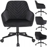 Fotele i krzesła biurowe - Fotel obrotowy, krzesło konferencyjne, welur, czarne na czarnej stopie - miniaturka - grafika 1