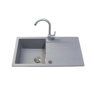 Zestaw zlewozmywak granitowy Metro 1 komora długi ociekacz dior gray 76 x 44 x 19,5 Miló - Zlewozmywaki - miniaturka - grafika 1