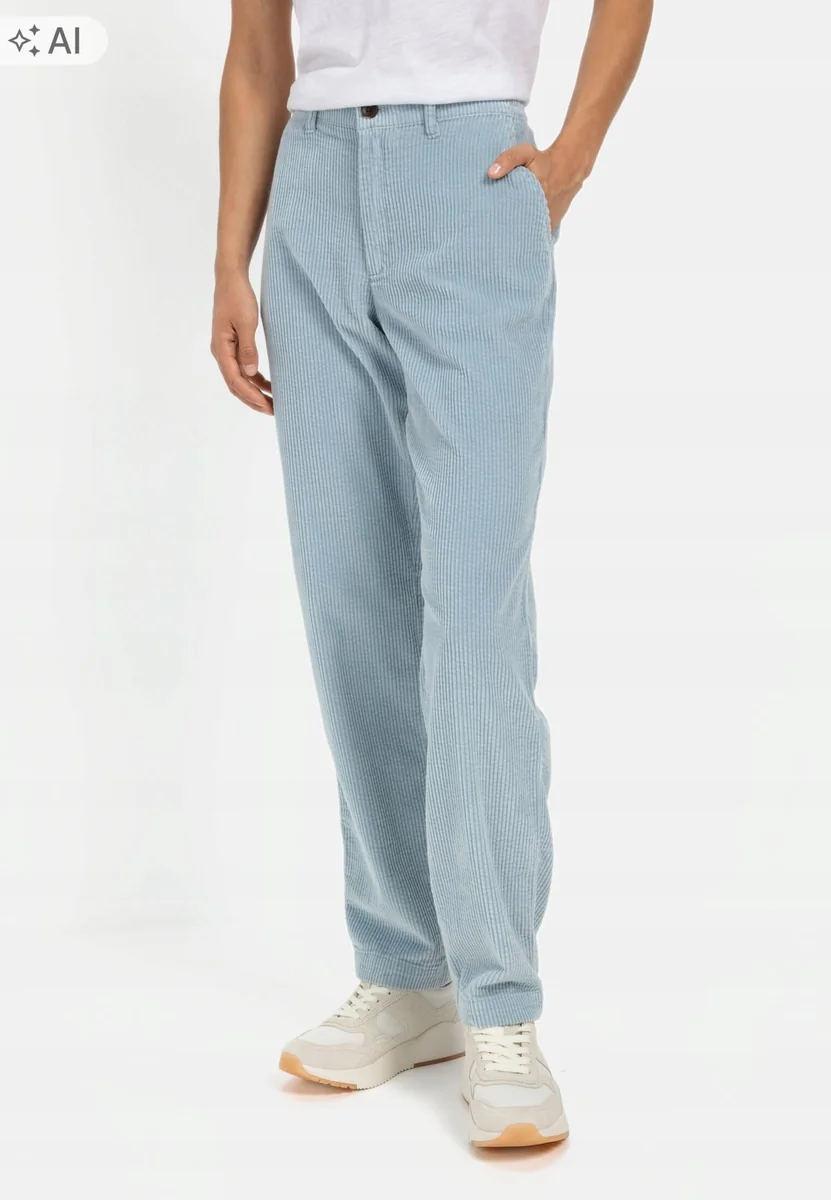 CAMEL ACTIVE BŁĘKITNE SPODNIE CASUAL Z BAWEŁNY W PASKI PROSTE 30/32 12FA