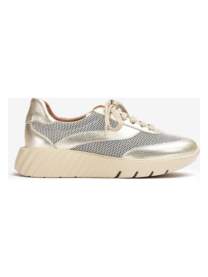 Unisa Skórzane sneakersy w kolorze złotym