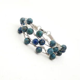 Chryzokola bransoletka lniana - Bransoletki - miniaturka - grafika 1