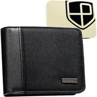 Portfele - Portfel męski ze skóry ekologicznej slim PETERSON mały na karty RFID czarny - miniaturka - grafika 1
