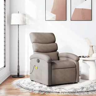vidaXL Rozkładany fotel masujący, taupe, obity tkaniną - Stoły i łóżka do masażu - miniaturka - grafika 1