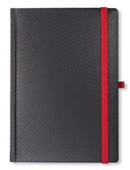Notesy i bloczki - NOTES KSIĄŻKOWY ZAMYKANY B5 CZARNY CARBO MAT BLOK DO WYBORU GUMKA CZERWONA - miniaturka - grafika 1