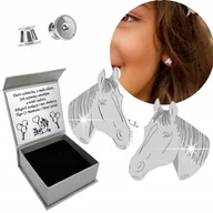 Biżuteria dla dzieci - Srebrne Kolczyki dla Dziewczynki Koń Konik Kolczyki dla Dziecka Grawer 925 - miniaturka - grafika 1