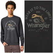 Bluzy męskie - Wrangler CREWNECK SWETASHIRT Faded Black bawełniana bluza z nadrukiem S - miniaturka - grafika 1