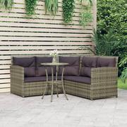 Meble ogrodowe - vidaXL 2-cz. sofa narożna z poduszkami, szara, polirattan - miniaturka - grafika 1