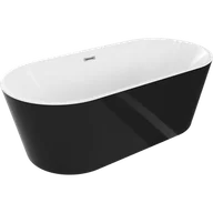 Wanny - Mexen Luna wanna wolnostojąca 140 x 75 cm, biała/czarna, przelew chrom - 52031407575-01 - miniaturka - grafika 1