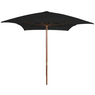 vidaXL Parasol ogrodowy na drewnianym słupku czarny 200x300 cm  313760 - Parasole ogrodowe - miniaturka - grafika 1