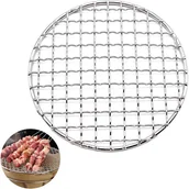 Akcesoria do grilla - 1 okrągły grill ze stali nierdzewnej (średnica 19 cm), odpowiedni do użytku na kempingu, pikniku, do pieczenia ciast i pieczywa - miniaturka - grafika 1