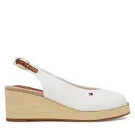 Espadryle damskie - Espadryle Tommy Hilfiger Flag Mid Wedge Espad Slingback FW0FW08595 Biały - miniaturka - grafika 1