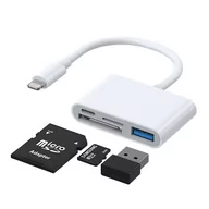 Huby USB - Joyroom Joyroom HUB wielofunkcyjny adapter OTG Lightning - USB 3.2 Gen 1 (3.0, 3.1 Gen 1) / czytnik kart SD, TF / Lightning biały (S-H142 white) S-H142 - miniaturka - grafika 1