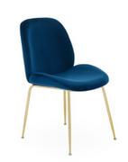 Krzesła - Krzesło Ganta do jadalni , granatowa, do toaletki, tapicerowane, welurowe, glamour - miniaturka - grafika 1