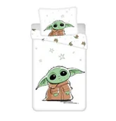 Pościel dla dzieci - Jerry Fabrics Pościel bawełniana 140x200 Star Wars Baby Yoda biała zielona poszewka 70x90 August 23 - miniaturka - grafika 1