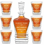 Karafki - Karafka geometric z 6 szklankami i grawerem dla gentlemana - miniaturka - grafika 1