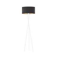 Lampy stojące - Lysne, Lampa podłogowa TRIPOD z welurowym abażurem vintage Paryż Velur, Czarny ze złotym wnętrzem - miniaturka - grafika 1
