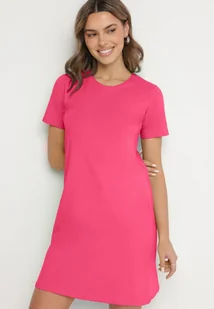 Różowa Bawełniana Sukienka o Kroju Typu T-shirt Nilisea - Sukienki - miniaturka - grafika 1