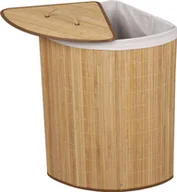 Kosze na bieliznę - Wiltec pojemnik na pranie 57L naturalny narożny kosz na pranie z pokrywą wykonany z bambusa składany pojemnik na pranie do sortowania brudnej bielizny - miniaturka - grafika 1