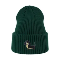 Koszulki męskie - Haftowana czapka beanie - CZARNY JAMNIK - butelkowa zieleń - miniaturka - grafika 1