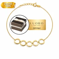 Bransoletki - BRANSOLETKA ZŁOTA 585 14K KÓŁKA 17 CM + 2 CM REGULOWANA ELEGANCKA - miniaturka - grafika 1