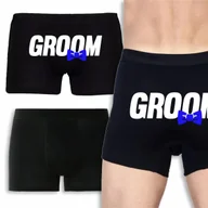 Majtki damskie - BOKSERKI MĘSKIE CZARNE Na Prezent WIECZÓR KAWALERSKI Ślub GROOM - XXL - miniaturka - grafika 1