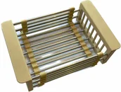 Pozostałe akcesoria kuchenne - KOSZYK teleskopowa ociekarka zlewozmywaka beż - miniaturka - grafika 1