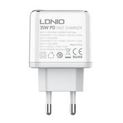 Ładowarki do telefonów - Ładowarka sieciowa LDNIO A2528C 2USB-C 35W + Kabel USB-C - Lightning - miniaturka - grafika 1