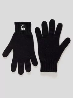 Rękawiczki - Benetton Wełniane rękawiczki w kolorze czarnym - grafika 1