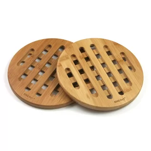 Kinghoff Zestaw Okrągłych Podstawek z Bambusa 17,5cm KH-1215 KH-1215 - Tace i patery - miniaturka - grafika 1