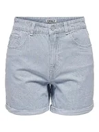 Spodenki damskie - ONLY Women's ONLVEGA HW Stripe DNM GOU dżinsowe szorty, jasnoniebieski denim, S, jasnoniebieski (light blue denim), S - miniaturka - grafika 1