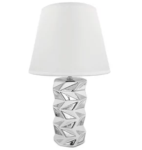 Lampa nocna stołowa srebrna nowoczesna z białym kloszem glamour 40 cm - Wazony i flakony - miniaturka - grafika 1