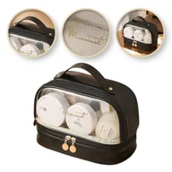 Kosmetyczki, organizery i kuferki - Kosmetyczka organizer na kosmetyki czarna dwupoziomowa 23x13,5x16cm KS115CZ - miniaturka - grafika 1