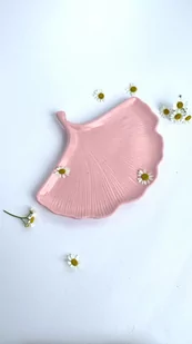 Taca dekoracyjna Liść Miłorzębu Różowa - Tace i patery - miniaturka - grafika 1