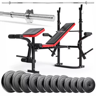 Zestaw do ćwiczeń 75kg z ławką treningową PH 2132 sztangą prostą 180 cm i obciążeniem 45 kg - Ławki treningowe - miniaturka - grafika 1