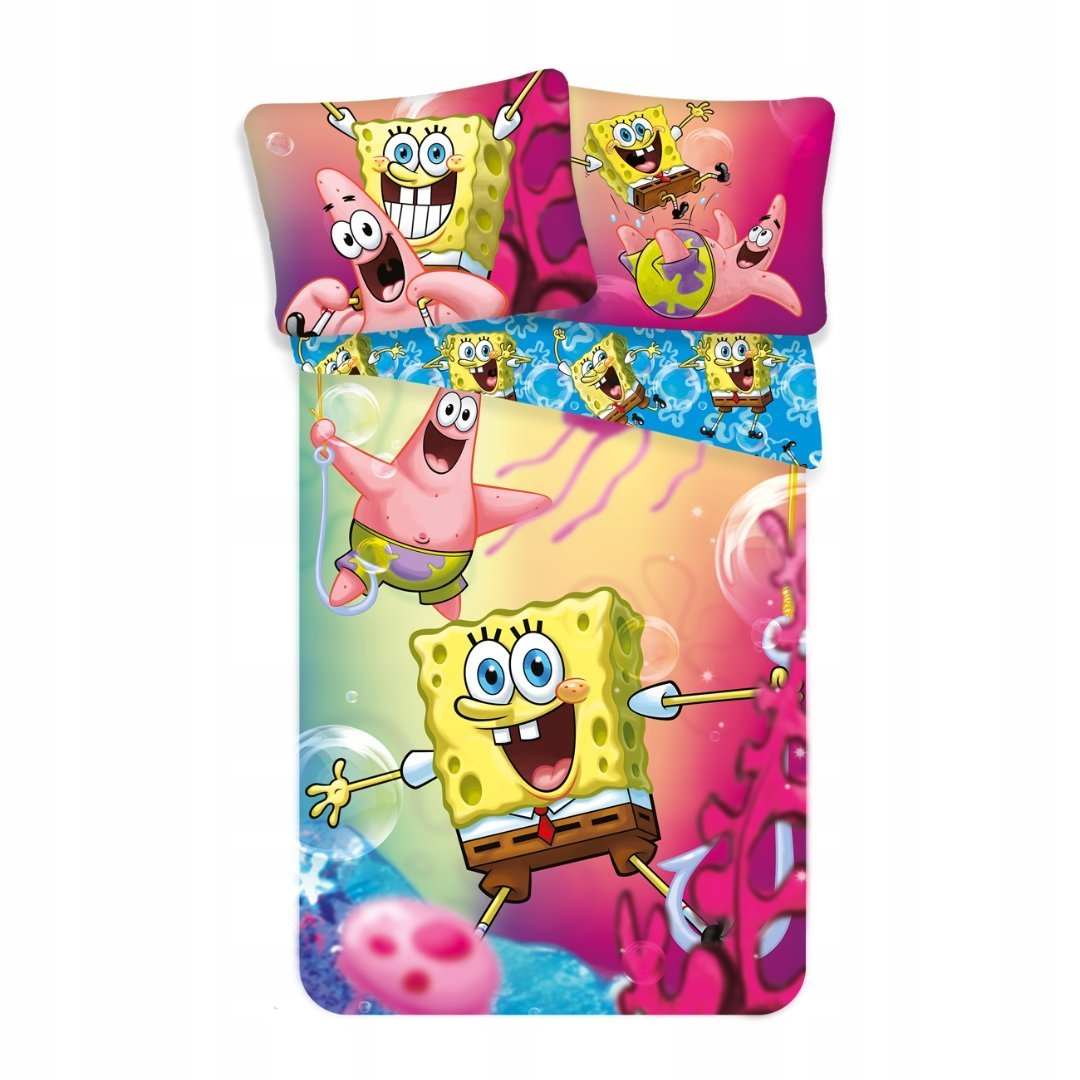 Komplet Pościeli SpongeBob 140x200 Blue Wesoły Wzór