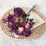 Sztuczne kwiaty - TEMU 12-Głowicowy Realistyczny Bukiet Róż z Zielonymi Liśćmi - Żywe Sztuczne Kwiaty na Śluby, Dekoracje Domowe i Specjalne Okazje, Materiał - miniaturka - grafika 1