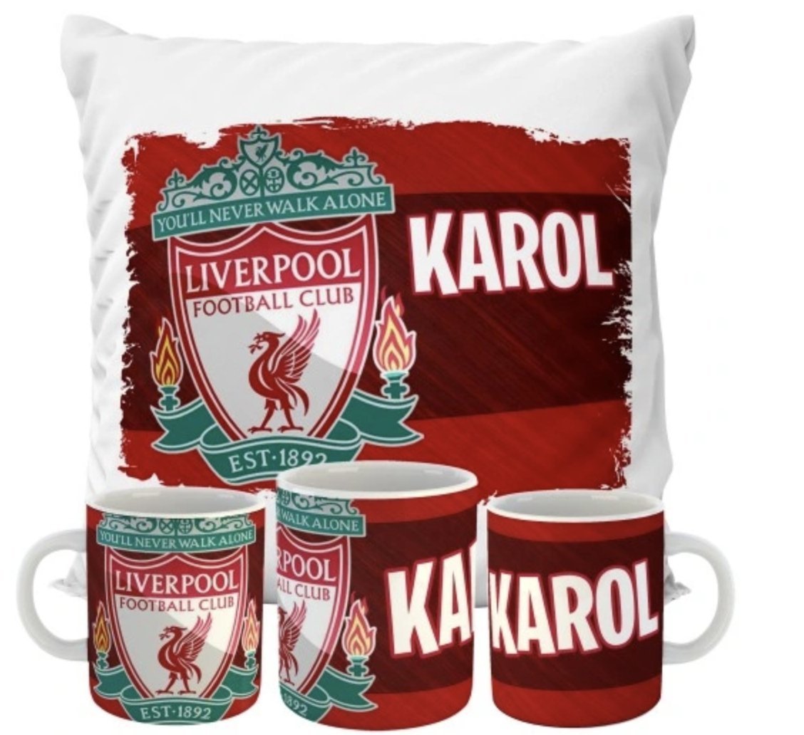 ZESTAW PODUSZKA + KUBEK Prezent LIVERPOOL PIŁKA NOŻNA + IMIĘ 6