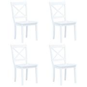 Krzesła - vidaXL Krzesła jadalniane, 4 szt., białe, lite drewno kauczukowca - miniaturka - grafika 1